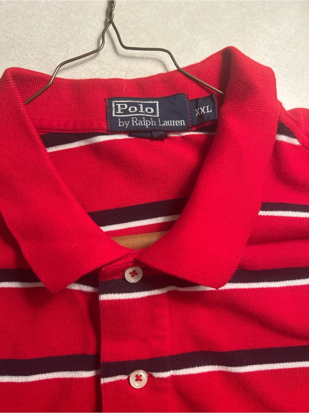 Polo by Ralph Lauren Red Polo with Navy and White Stripes